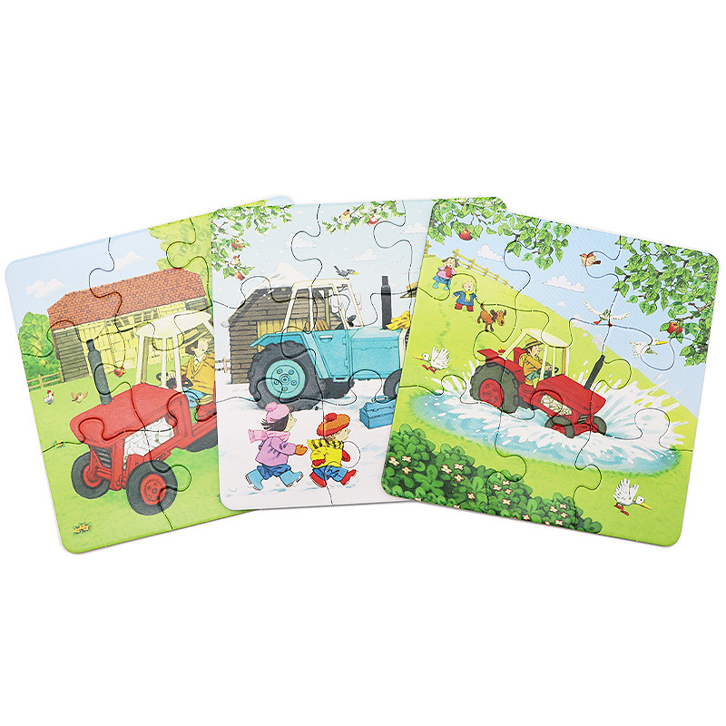 Usborne 波比和山姆拖拉机拼图游戏书英文原版绘本 Poppy and Sam’s Book and 3 Jigsaws Tractors 幼儿启蒙认知亲子共读趣味拼图