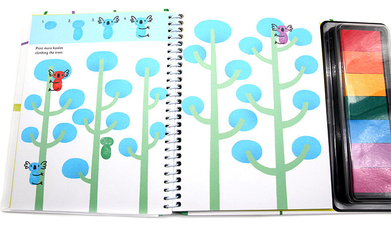 Usborne手指印画活动书 动物 英文原版 Fingerprint Activities Animals 螺旋装帧 儿童绘画DIY 创意艺术培养 含彩色印泥,淘宝优惠券,粉丝福利购,淘宝优惠卷