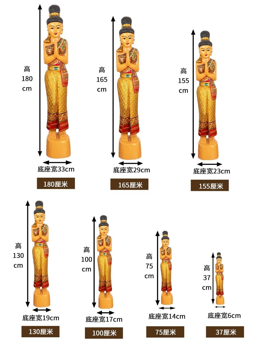 泰国迎宾摆件门童佛像装饰东南亚风情泰式软装傣族人偶仕女雕像 - 图0