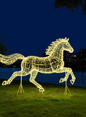 发光新年卡通马雕塑摆件