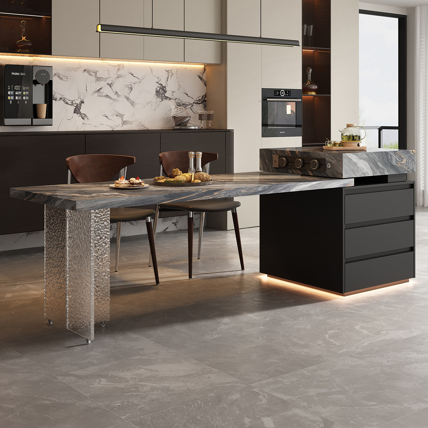 岛台餐桌一体家用岩板现代简约导台小户型厨房家用悬浮高端中岛台,淘宝优惠券,粉丝福利购,淘宝优惠卷