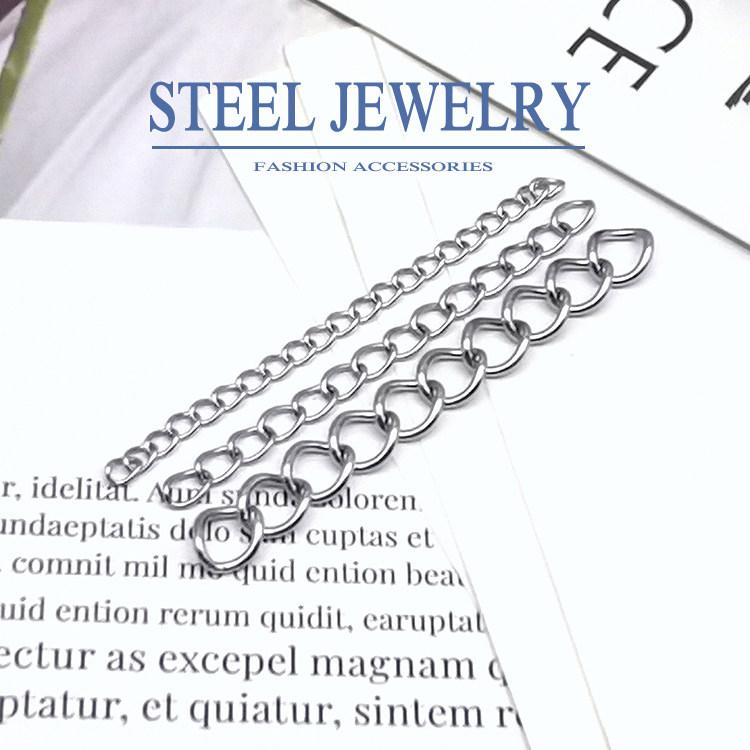 钢本diy饰品不锈钢配件长5cm宽2.5-6mm钛钢尾链延长链百搭不褪色,淘宝优惠券,粉丝福利购,淘宝优惠卷