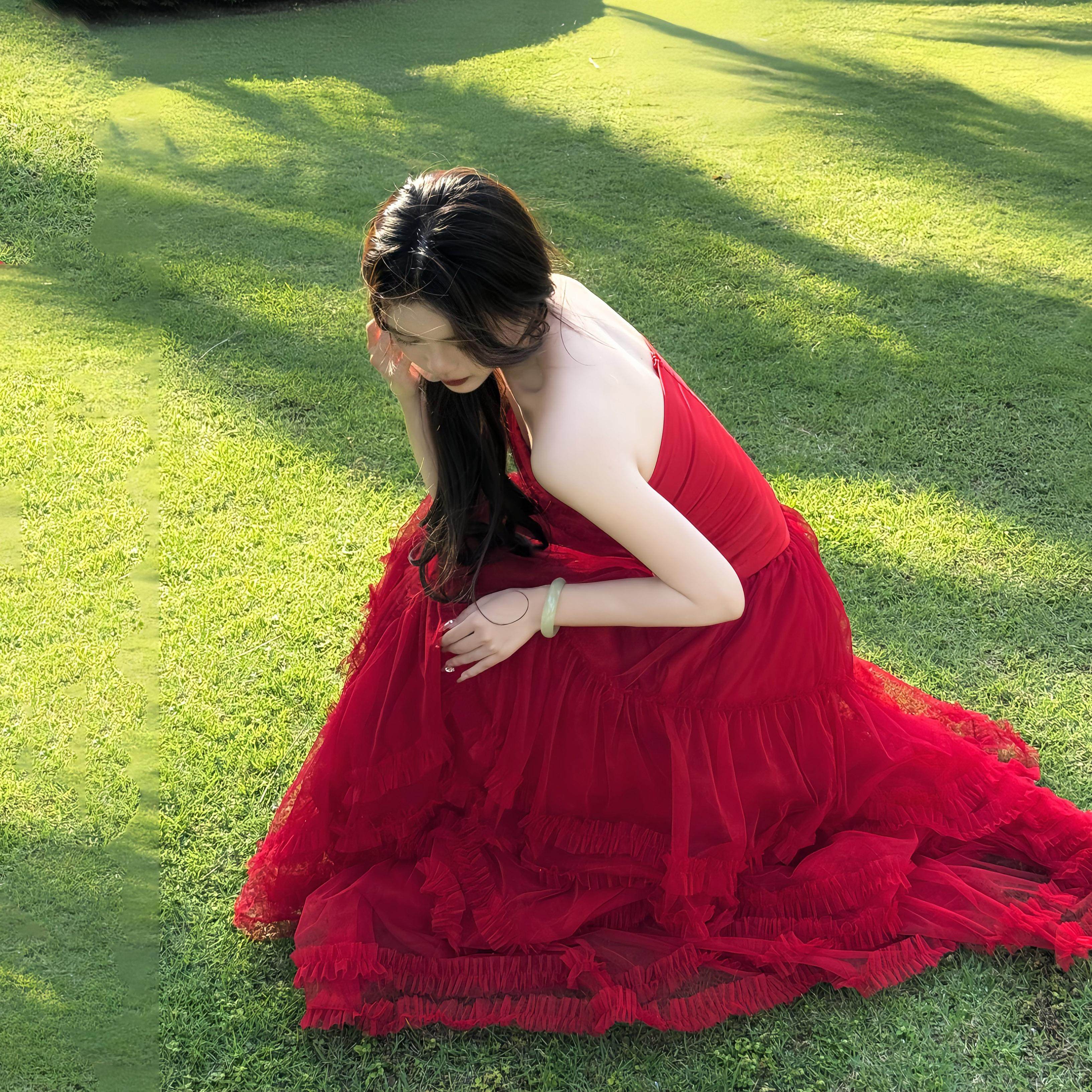 法式复古红色半身裙抹胸女夏季海边度假吊带裙蕾丝,淘宝优惠券,粉丝福利购,淘宝优惠卷