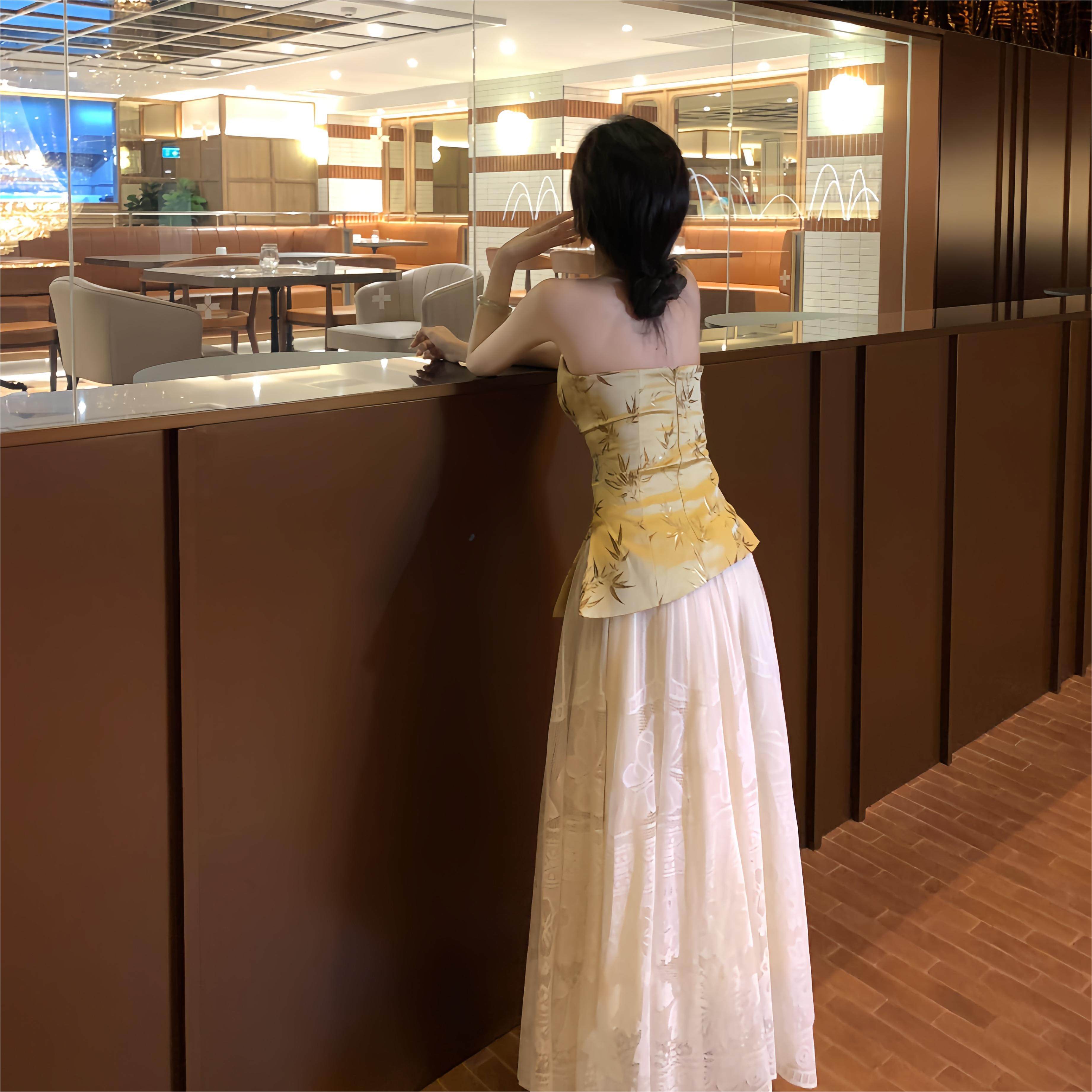 一罐杏仁桃新中式复古风高级感轻奢竹叶印花抹胸女气质不规则背心,淘宝优惠券,粉丝福利购,淘宝优惠卷