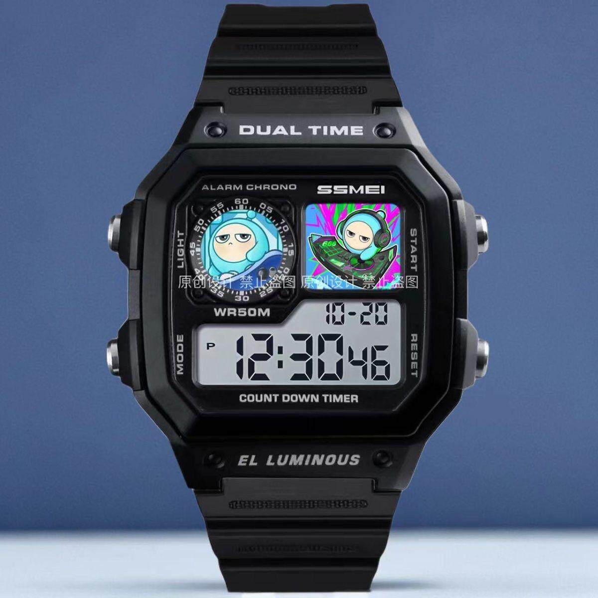 2024蛋仔派对动漫人物图案定制儿童电子手表中小学生小方块手表二