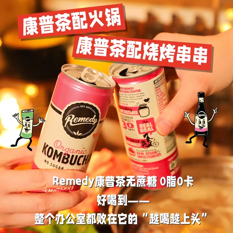 澳洲Remedy悦蔓蒂康普茶气泡水kombucha益生菌饮料250ml*6-图1