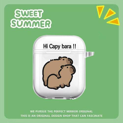 卡比巴拉Capybara可爱苹果蓝牙耳机保护套airpodspro234三代套情侣透明卡通卡皮巴拉软壳 - 图2