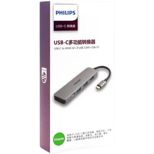 飞利浦Type扩展坞/HDMI转换器4K投屏HUB分线器五合一SWR1608I/93 - 图3