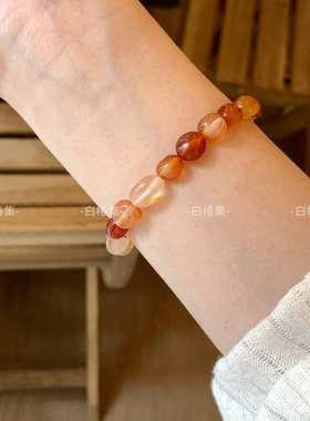 「红窗听」新中式复古玛瑙串珠手链不规则独特天然石弹力手串显白