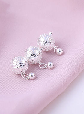 S925银古风铃铛吊坠可打开宫铃挂坠香囊球挂件链项链坠子古风配饰