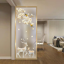 Custom Tempered Art Glass Living Room Genguan Screen Gangway Partition Background Wall Double Face Effect Entry Light Lavish Deer