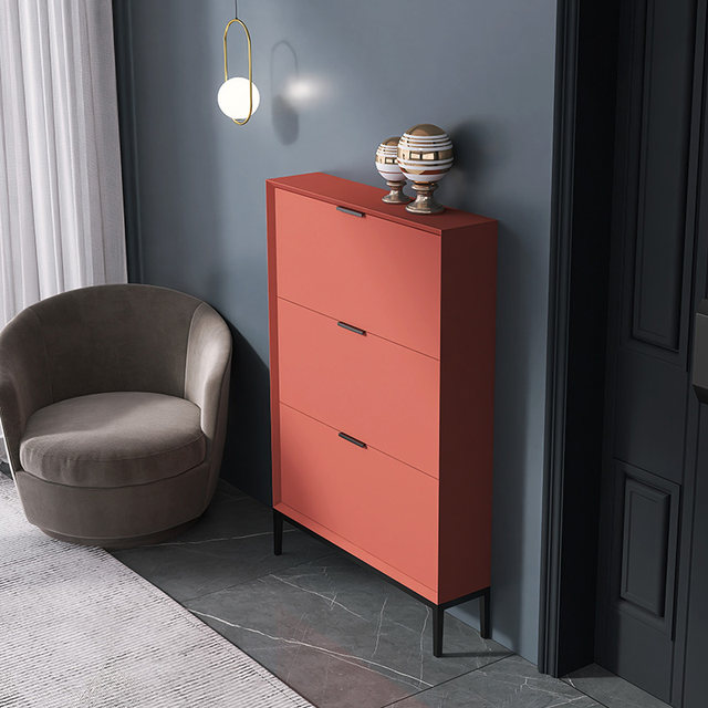 Italian minimalist ultra-thin shoe cabinet household door entrance large capacity entrance hall storage space-saving small apartment trunk cabinet