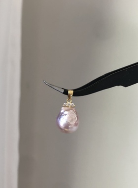珍珠吊坠天然彩色紫色金色巴洛克