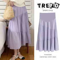 Summer pregnant woman half-body dress 2022 Fashion temperament out over the knee Abdominal Fluffy long skirt Summer loose A-word dress