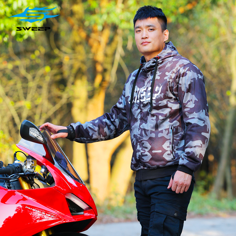 新品sweep摩托车骑行通勤防护服男秋冬四季休闲连帽外套防摔特技