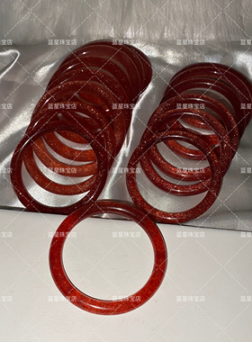 蓝星珠宝店-稀有级-天然鸽血红星光草莓晶粉晶手镯桃花少女水晶镯