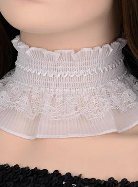 套头围脖女薄款脖套领圈护颈带脖颈链蕾丝假领子遮疤颈带女士项圈