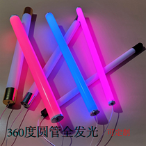 led360 degree through body luminous suspension wire big round pipe exhibition decoration acrylic custom bar warm white coarse round lamp tube