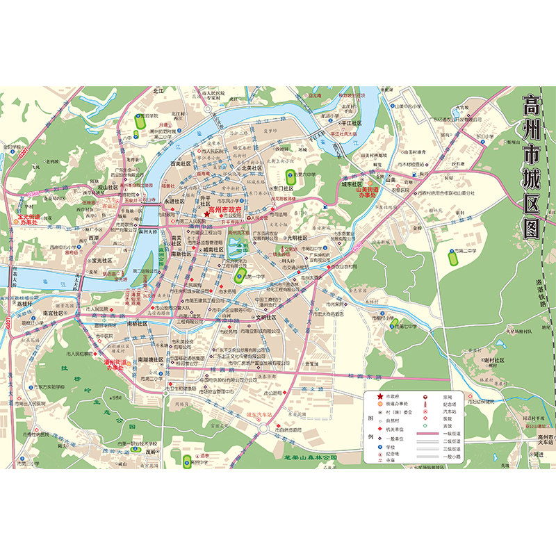 2022新版高州市行政区划图 广东茂名市高州市地图贴图 政区图 1.55*1.1米 商务办公家用地图 高清防水覆膜 另有广州深惠州东莞挂图