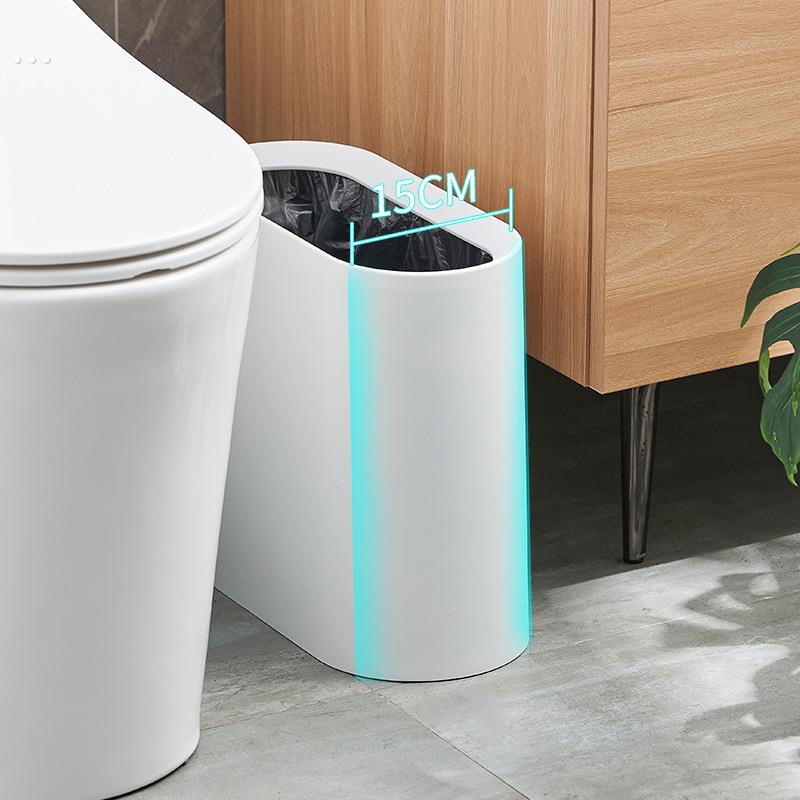 奶油风卫生间垃圾桶窄夹缝大容量厕所厕纸篓专用家用24新款高级感 - 图1