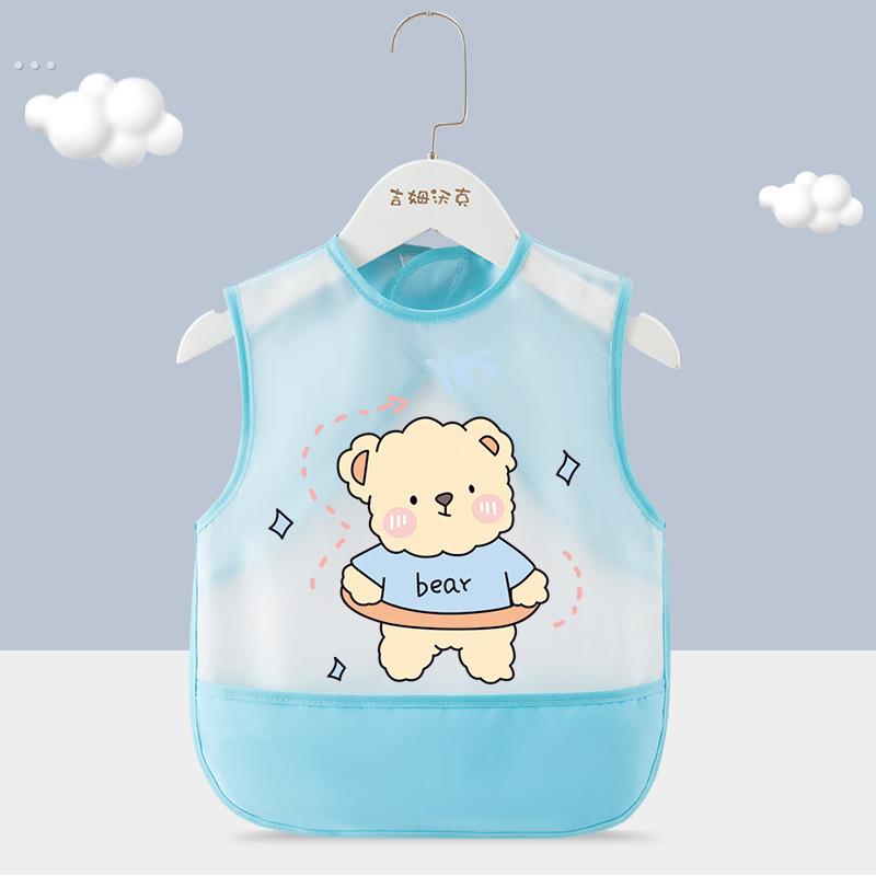 Children's eating waterproof and anti-dirty smock baby summer bib for men and women children sleeveless rice pocket baby reverse wearing apron