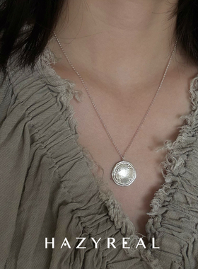 Hazyous925银小银币锁骨项链