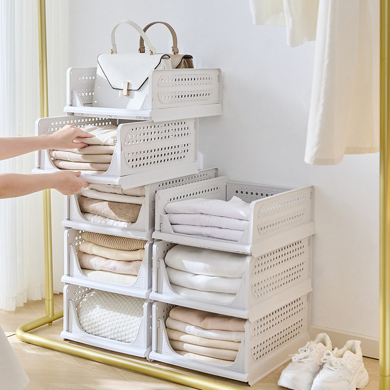 置物架衣柜收纳架收纳筐大容量衣服可衣橱隔板叠加分层PP材质,淘宝优惠券,粉丝福利购,淘宝优惠卷