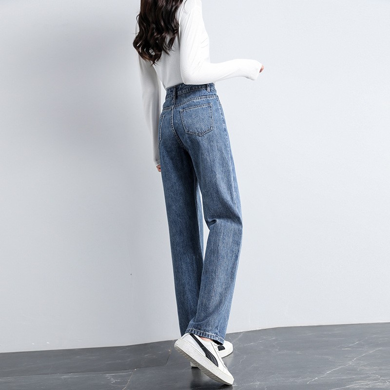 昂琴高腰直筒加绒秋冬2021牛仔裤 昂琴牛仔裤