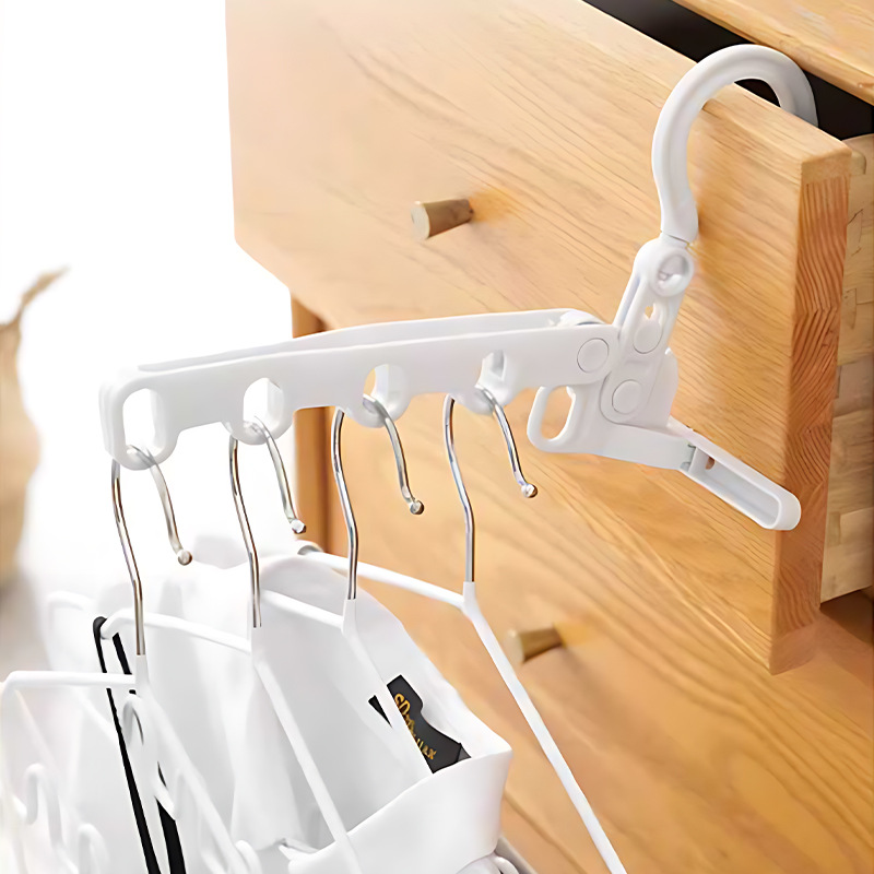 旅行折叠五孔晾衣架学生室内家用衣撑晾晒架多功能万能衣架 - 图1