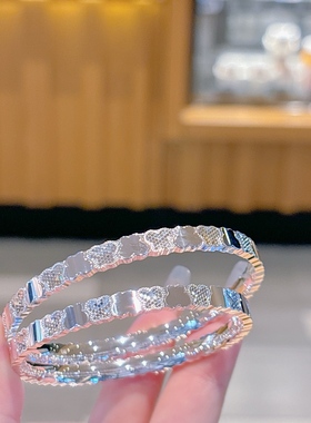 香港正生女纯银时尚百搭手镯