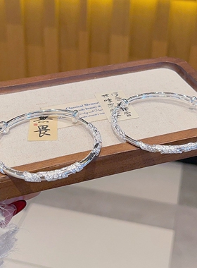 香港正生纯银9999足银繁花似锦推拉手镯情人节送女友生日礼物手镯