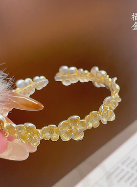 香港正生纯银9999足银描金梅花开口手镯复古国潮民族风2025年新款