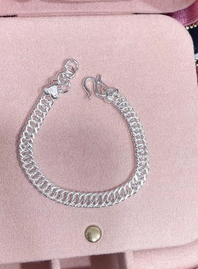 香港正生纯银999足银宝宝手链古巴马鞭链婴儿小孩满月周岁见面礼