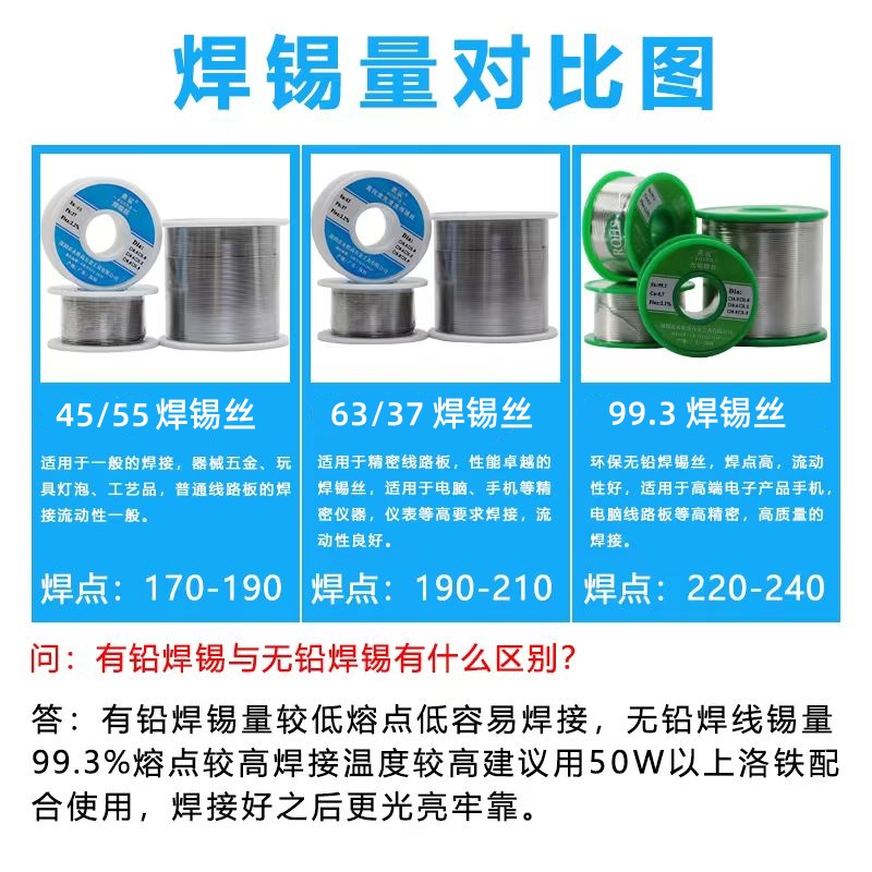 无铅焊锡丝高纯度活性含松香0.8mm工业家用维修免洗低温环保锡线 - 图2