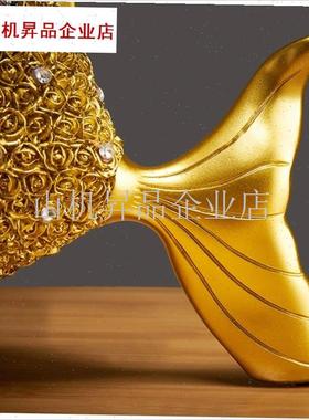 年年有余金鱼摆件乔迁新居礼品高档大气创意Q轻奢家居饰品玄关酒.