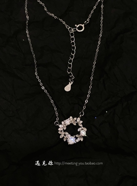 《花影》999足银正品花环项链