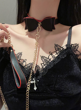 禁欲教主~暗黑系红边皮质蝴蝶结项圈choker纯欲辣妹项链配饰颈链