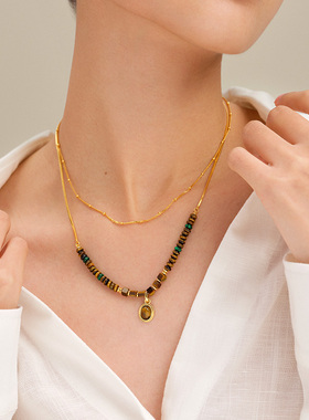 OUBIYABI欧比雅比木星虎眼石项链叠戴毛衣链招财耳环耳饰女生