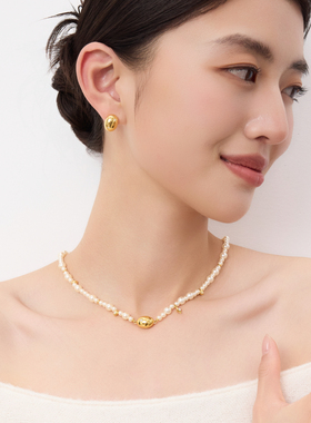 欧比雅比OUBIYABI焦点华子星芒仿珍珠磁吸扣项链吊坠锁骨链礼物女