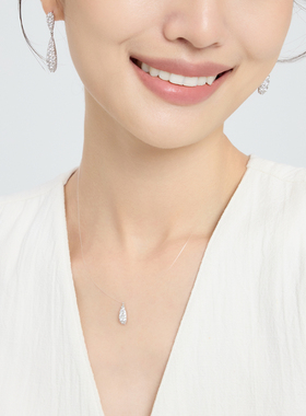 OUIBYABI欧比雅比星河新品小蛮腰密镶水滴吊坠颈链悬浮项链锁骨链