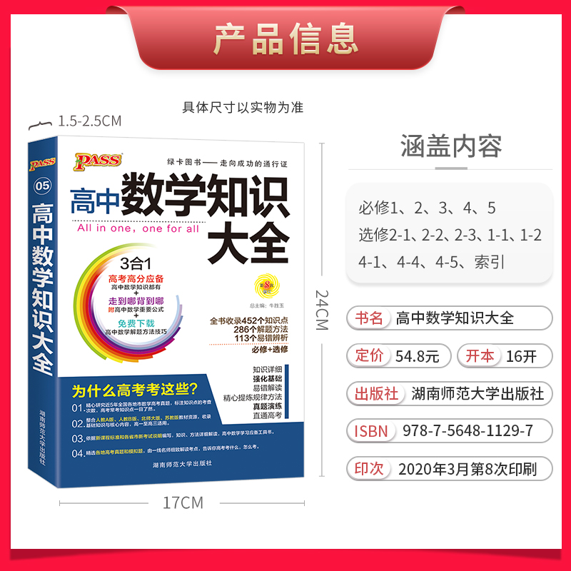 高中数学知识大全通用版文科理科基础知识手册高一高二高三高考