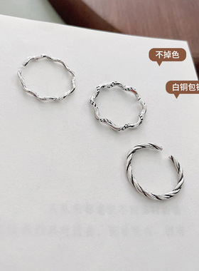 925银戒指不掉色开口素圈简约尾戒手饰小众ins通勤百搭戒指女