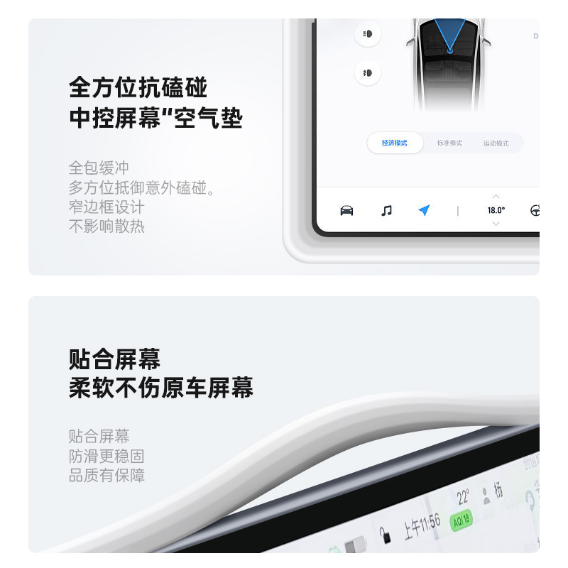TUSK特斯拉Model3/Y焕新版导航屏幕保护套硅胶框中控显示屏保护膜 - 图3