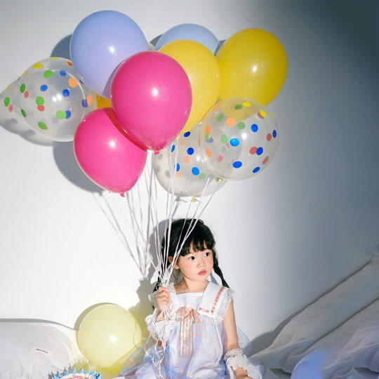 儿童飘空多巴胺彩色气球加厚无毒无味野餐拍照道具马卡龙女孩户外