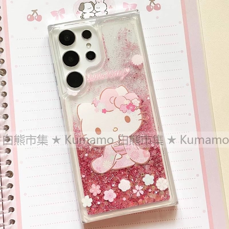 樱花和服Kitty猫适用三星s25ultra手机壳s23+女s24fe少女note10可爱a05s卡通a14/a23流沙a25防摔a36/a54/a73 - 图0