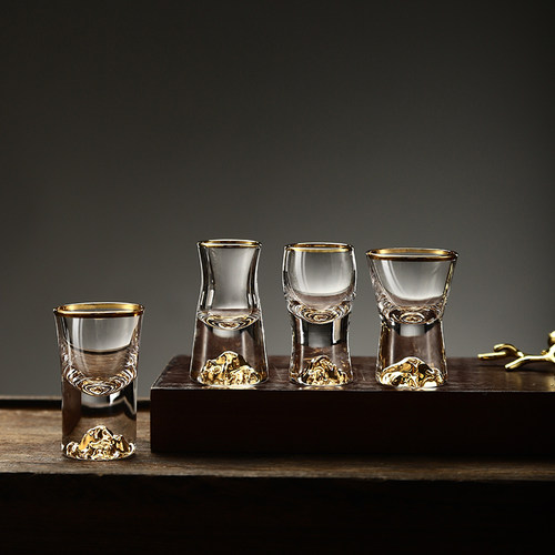 商用金箔白酒杯分酒器家用套装高档高端酒盅一口杯金山小号酒杯子 - 图3