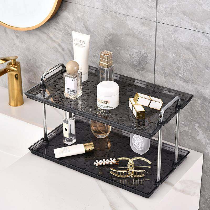 双层置物架家用浴室卫生间香薰化妆品摆件桌面收纳透明托盘茶杯架,淘宝优惠券,粉丝福利购,淘宝优惠卷