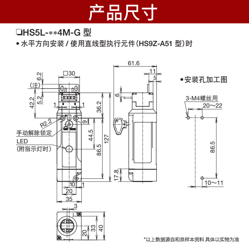 日本idec和泉安全门开关HS5L-VD44M-G/XH7Y4M/HS9Z-A55电磁式门锁 - 图2