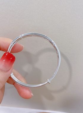 福凤茗9999竹节百搭纯银手镯