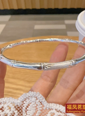 原创设计女银饰正生竹节闭口手镯